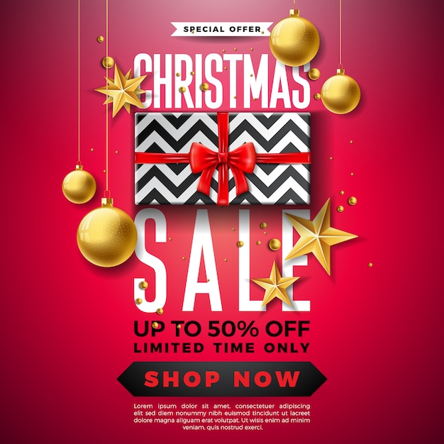 Christmas Sale Design with Ornamental Ball