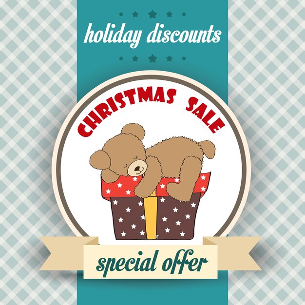 Christmas sale design with teddy bear