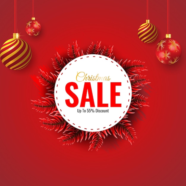 Vector christmas sale and discount banner and offer template