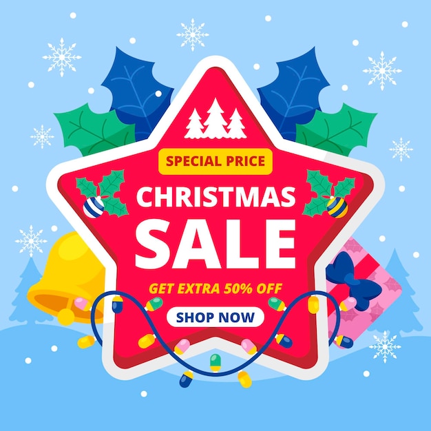 Christmas sale in flat design