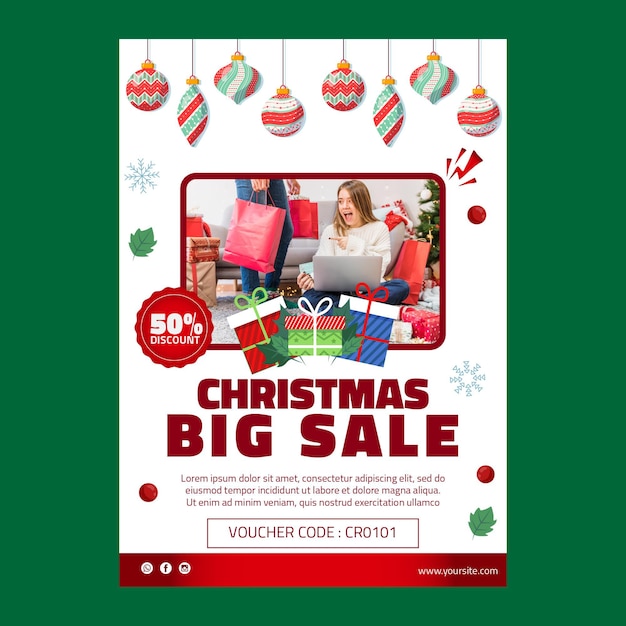 Vector christmas sale flyer template