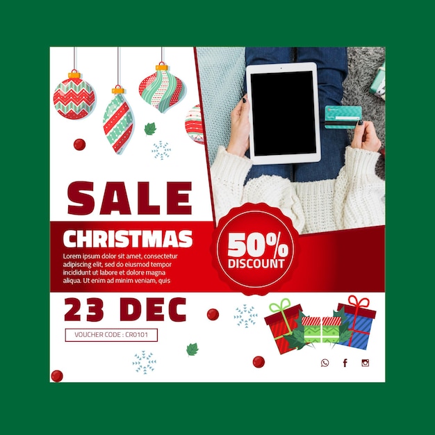 Vector christmas sale flyer template