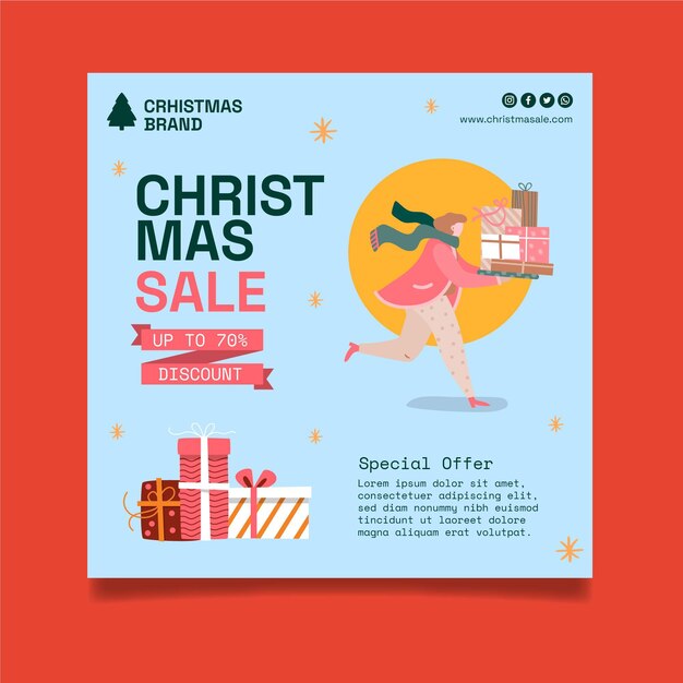 Vector christmas sale flyer template