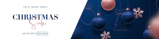 Banner di intestazione di vendita di natale design lussuoso