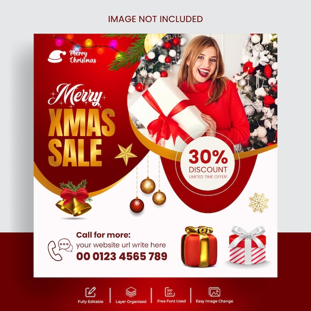 Christmas sale instagram post and web banner template