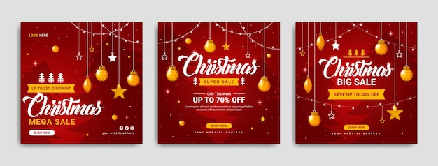 Christmas sale marketing social media post or web banner template with abstract background