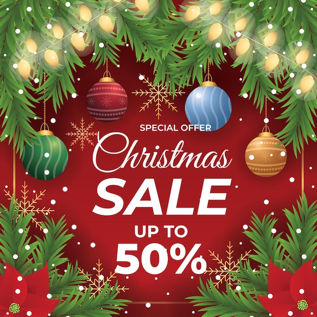 a christmas sale poster with a christmas sale sign