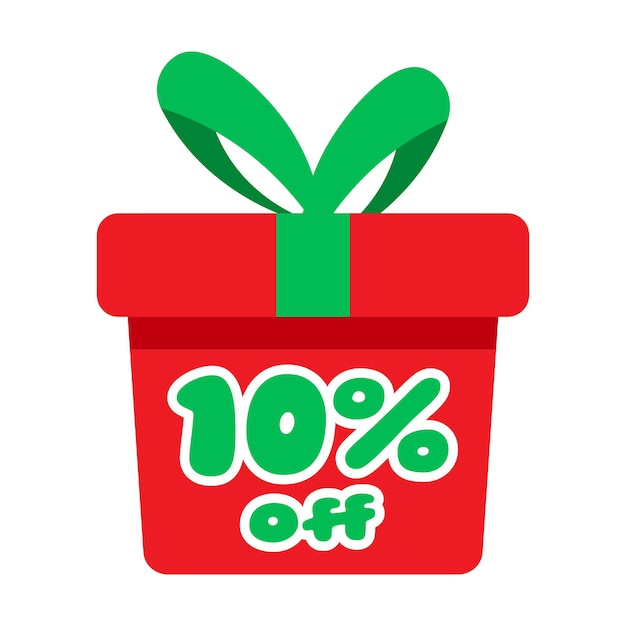 Christmas Sale Printable Discount Sticker Tag 10 Percent Discount