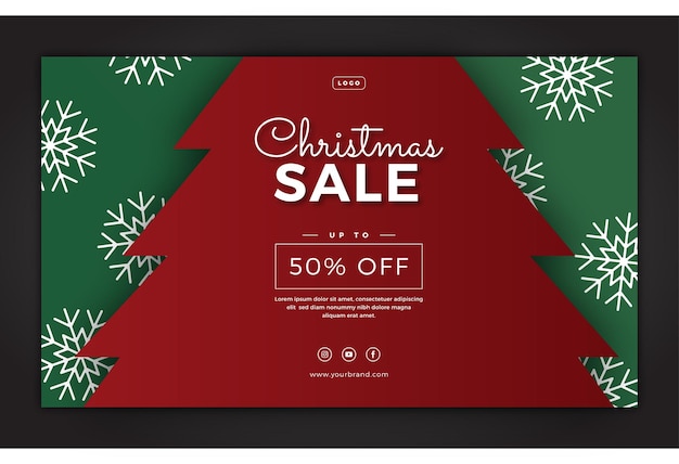 Vector christmas sale red and green banner