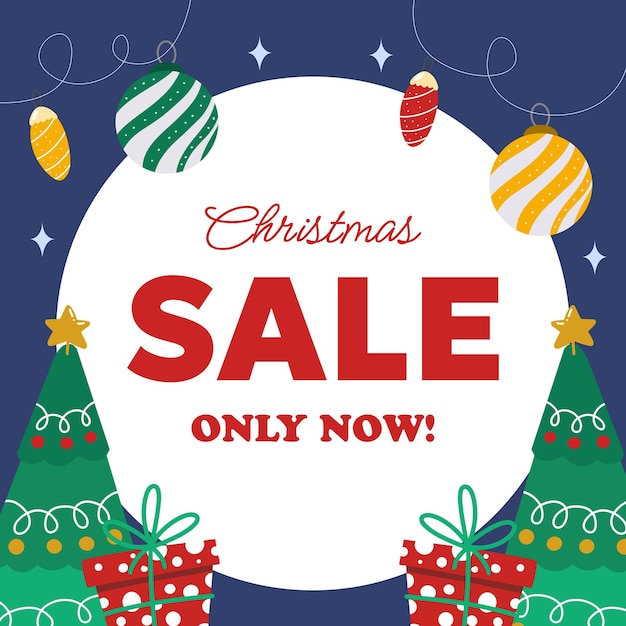 Vector christmas sale for social media post template