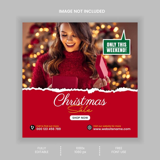 Christmas sale social media post web banner design