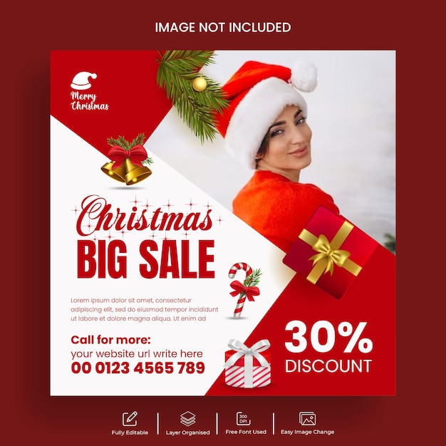 Christmas sale social media post and web banner template design