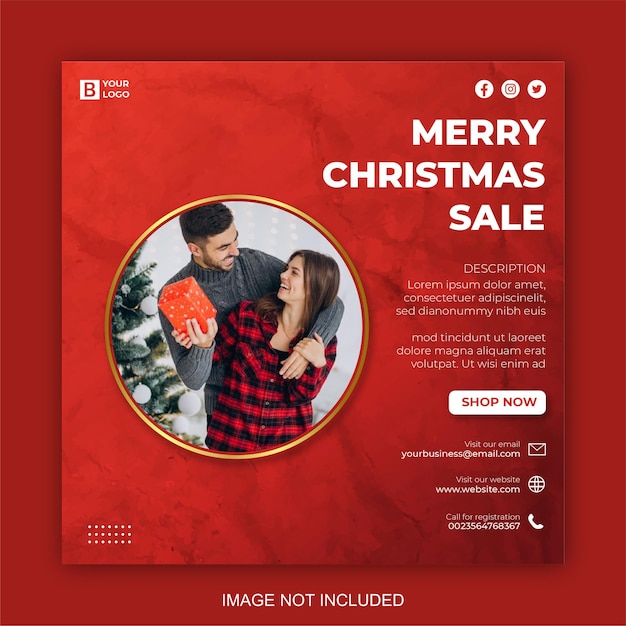 Рождественская распродажа в социальных сетях после веб-баннера