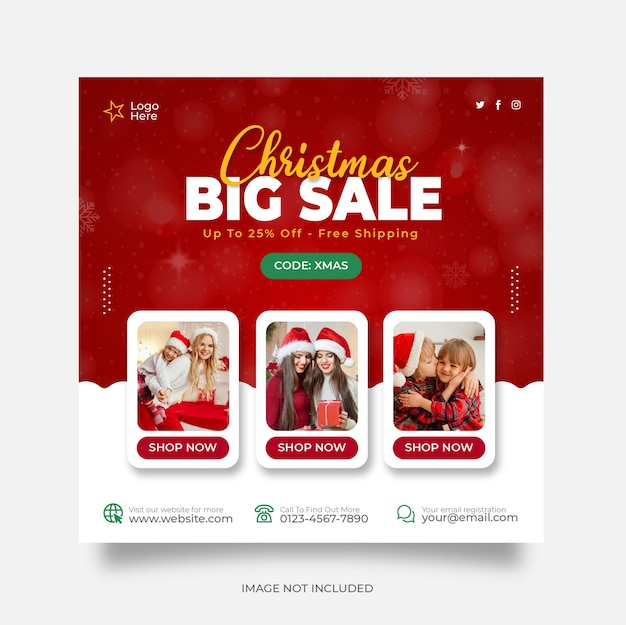 Christmas sale social media post web banner