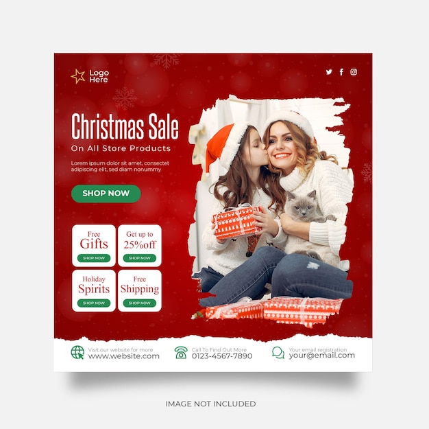 Christmas sale social media post web banner