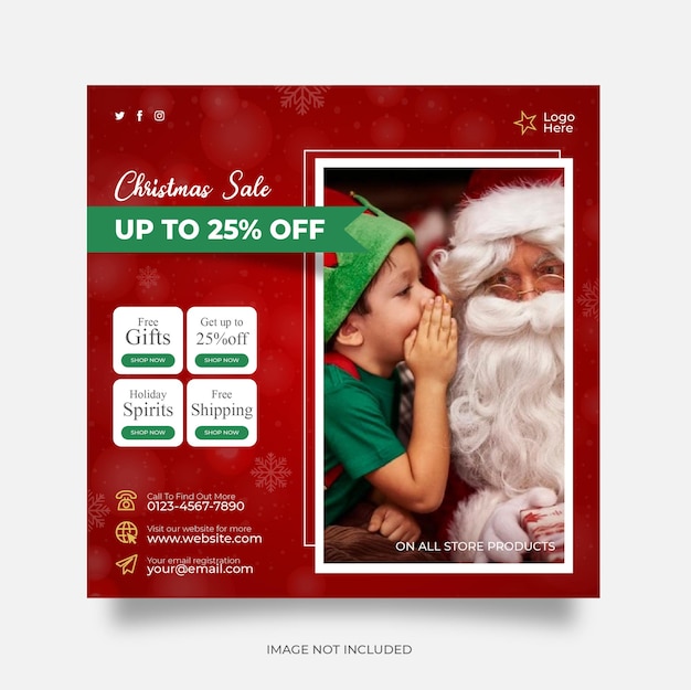 Christmas sale social media post web banner