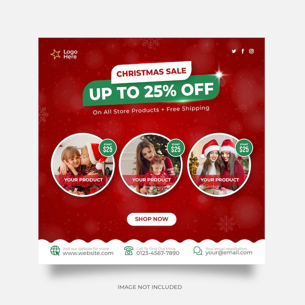 Christmas sale social media post web banner