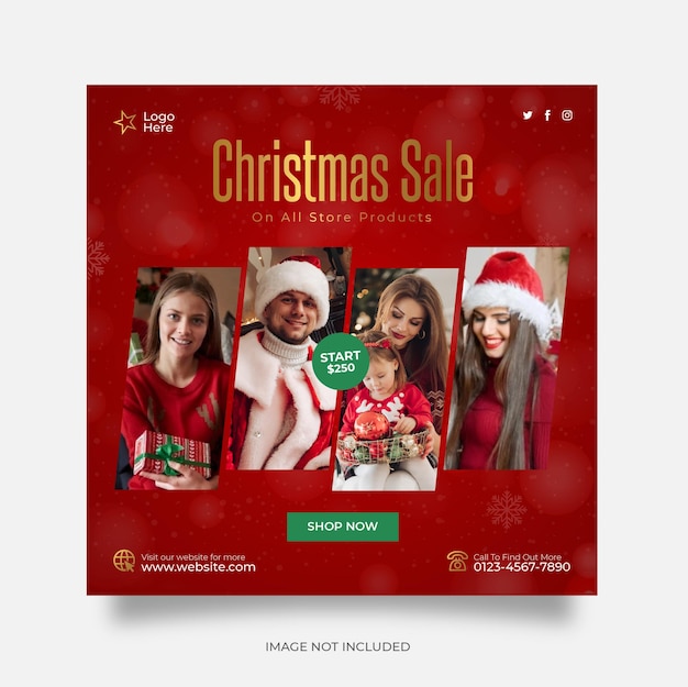 크리스마스 판매 소셜 미디어 게시물 웹 배너