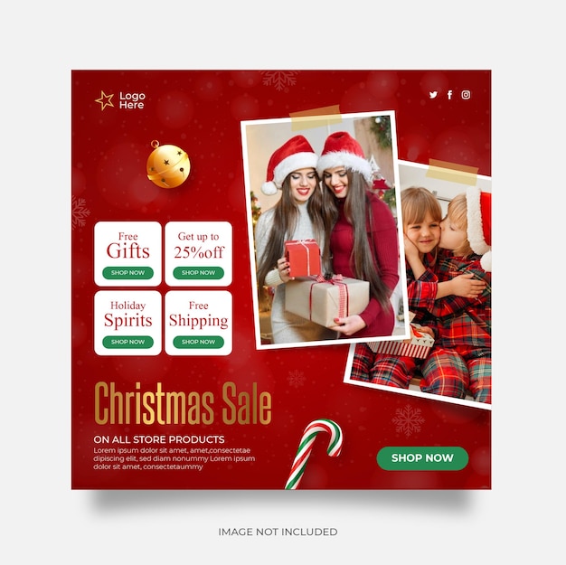 크리스마스 판매 소셜 미디어 게시물 웹 배너