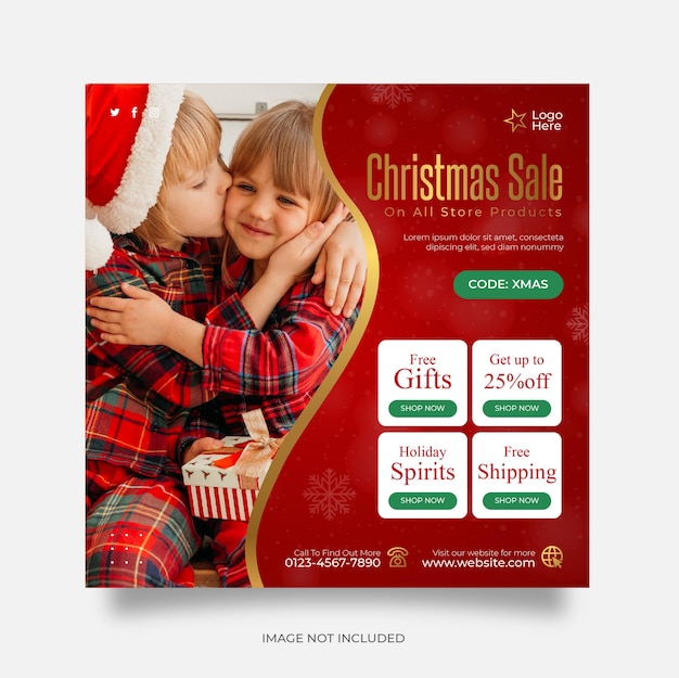 Christmas sale social media post web banner