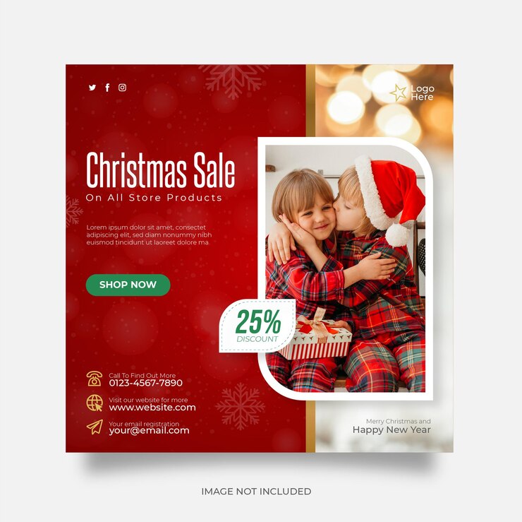 Vector christmas sale social media post web banner
