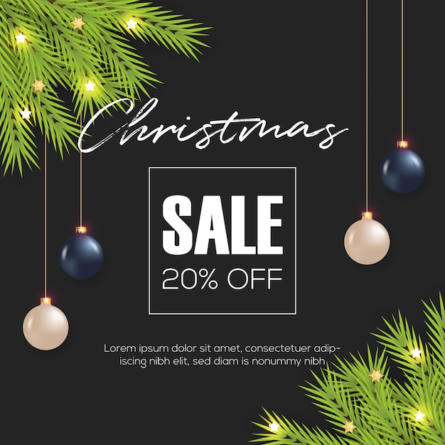 Christmas sale Social Media Post With Christmas  White And Red  Ball