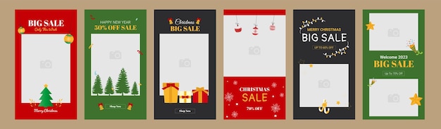 Christmas sale, social media stories templates.