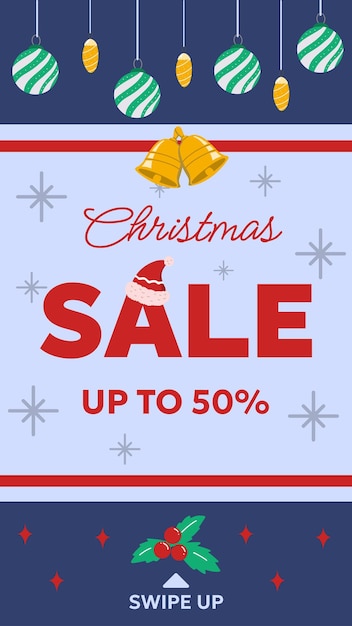 Vector christmas sale social media story template