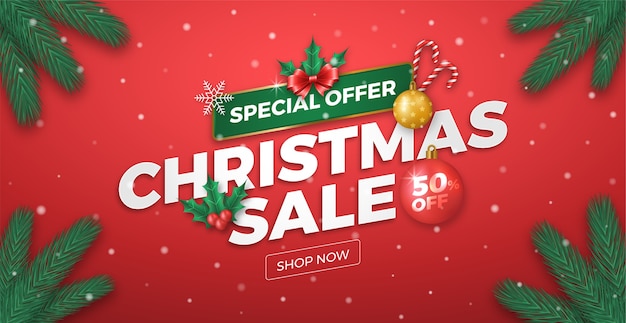 Banner di offerta speciale di vendita di natale