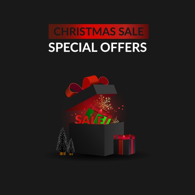 Christmas sale and special offers. Discount snowflake and christmas cone.