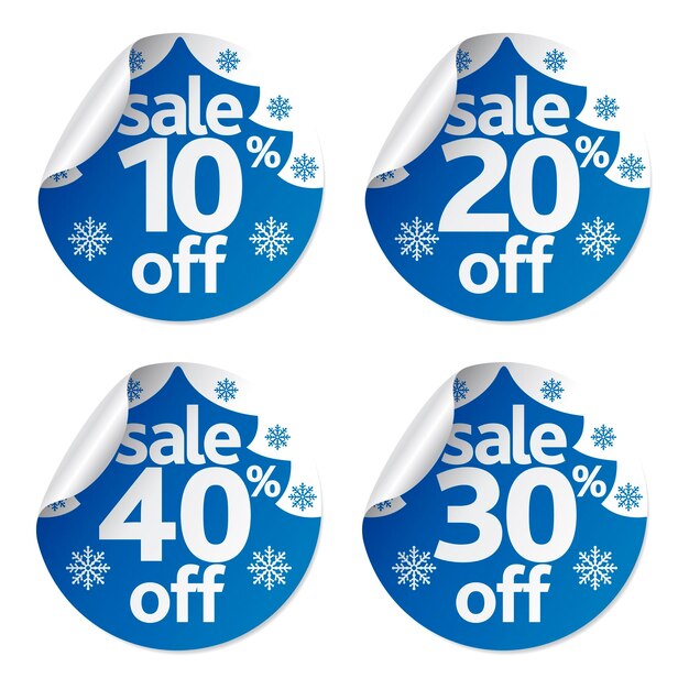 Vector christmas sale stickers set