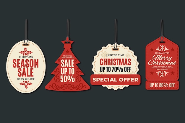 Christmas sale tag collection in flat design