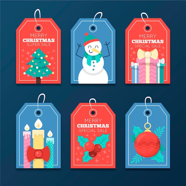 Vector christmas sale tag collection in flat design