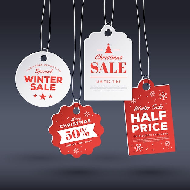 Christmas sale tag collection in paper style