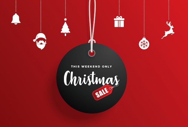 Vector christmas sale tag with elements