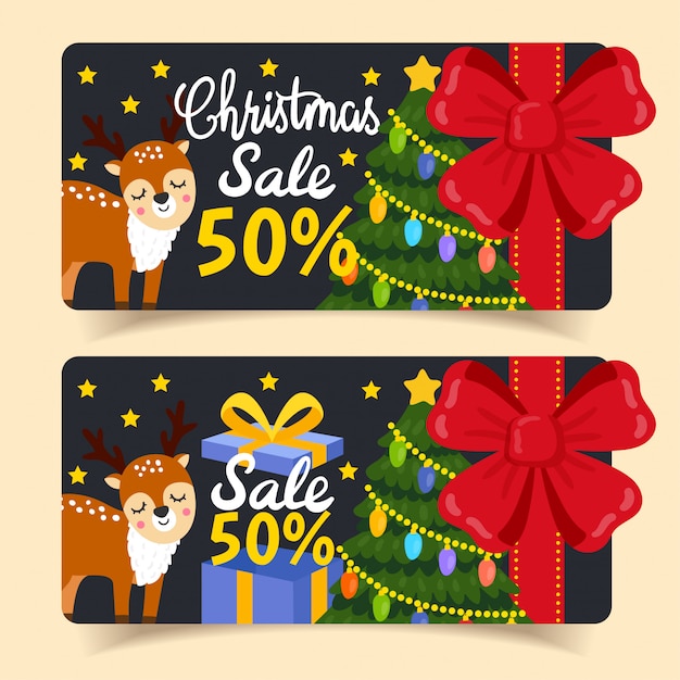 Vector christmas sale tags and coupons.