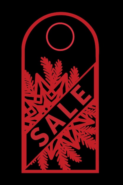 Christmas sale tags set with different shapes and hand drawn elements