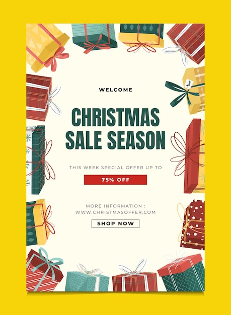 Vector christmas sale template and gifts box illustration