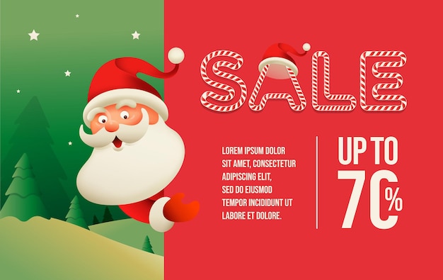 Christmas sale template withSanta Claus Christmas holiday shopping