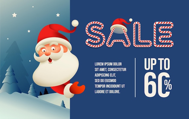 Christmas sale template withsanta claus christmas holiday shopping