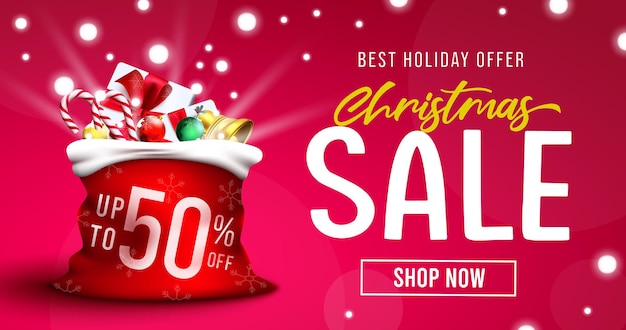 Christmas sale vector banner design Christmas sale holiday offer text discount