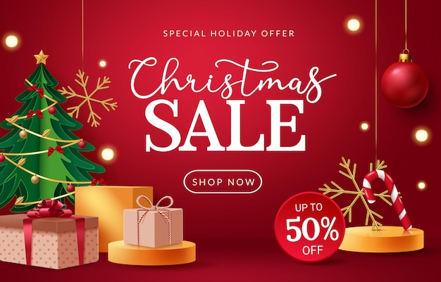 Christmas sale vector design. Christmas sale text with special holiday offer up.