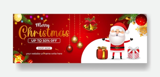 Christmas sale web banner and facebook cover or header template design