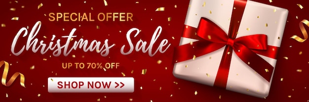 Christmas sale web banner template for holiday discounts.