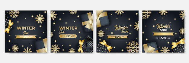 Christmas sale. Winter promotional labels cards advertising special offers season sales. Christmas promotion discount poster. Winter sale, social media promotional content. Vector illustration