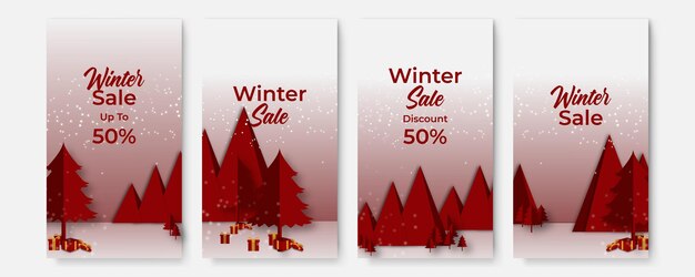 Christmas sale. Winter promotional labels cards advertising special offers season sales. Christmas promotion discount poster. Winter sale, social media promotional content. Vector illustration