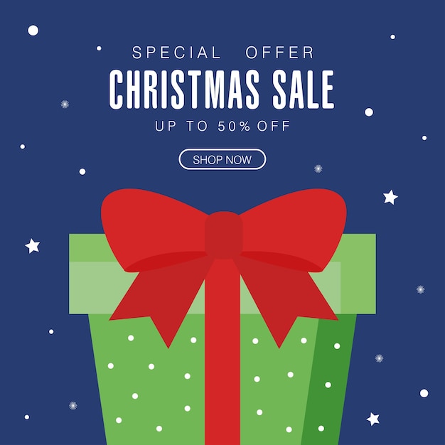 Christmas sale with gift and stars design, christmas offer theme.