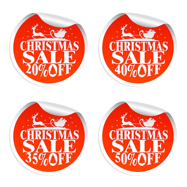 Christmas sale with stickers santa and deer 20403550 percent