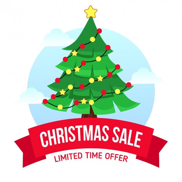 Christmas sale with tree