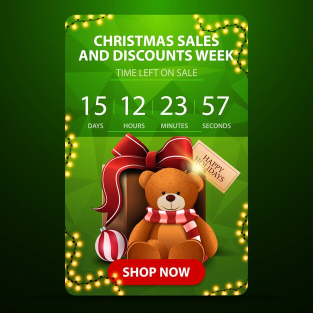 Premium Vector Christmas sales and discount week, green vertical